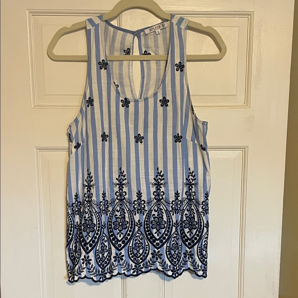 Blue and White Floral Tank Top